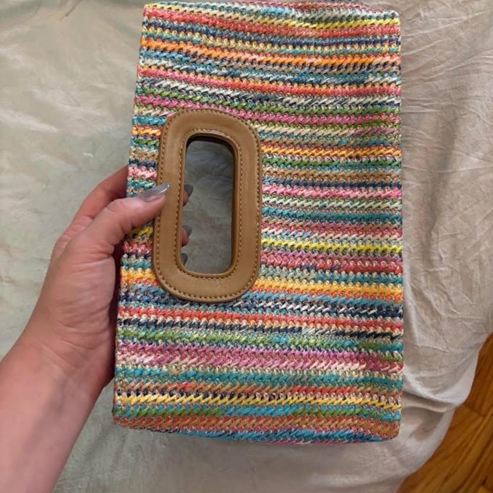 Multicolor Woven Clutch Handbag